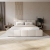 Luksusowe białe łóżko boucle małżeńskie z pojemnikiem NOVS