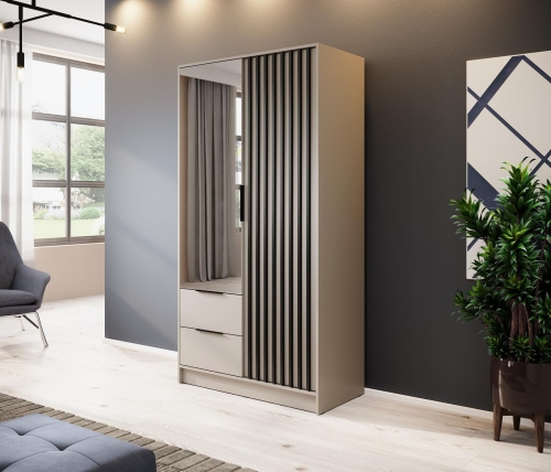 Szafa dwudrzwiowa w stylu japandi kaszmirowa LIMA