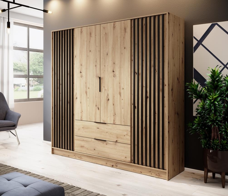 Szafa z lamelami dąb artisan 3-drzwiowa loftowa LIMA