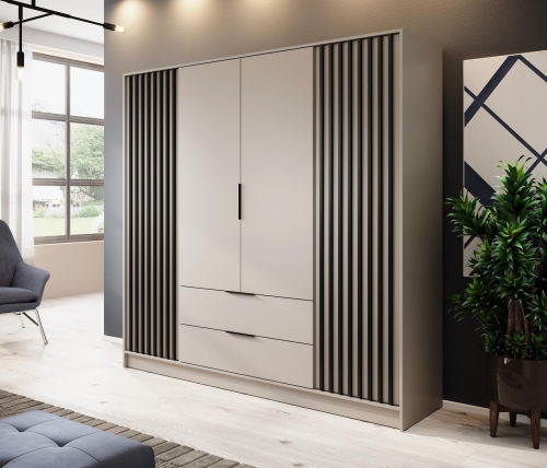 Kaszmirowa szafa czterodrzwiowa z lamelami LIMA