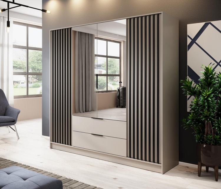 Szafa czterodrzwiowa do sypialni kaszmirowa LIMA