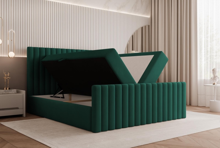 kontynentalne-model-4-pojemnik-copy.jpgŁóżko kontynentalne do sypialni z modnymi przeszyciami FLORE