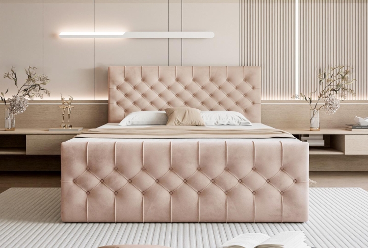 kontynentalne-model-2-front-mv-61-3-copy.jpgRóżowe łóżko kontynentalne glamour pikowany zagłówek MIAMI