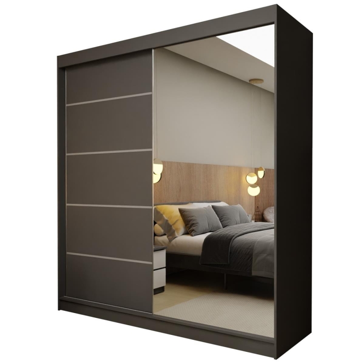 Duża szafa grafitowa z lustrem 200 VIVIN (