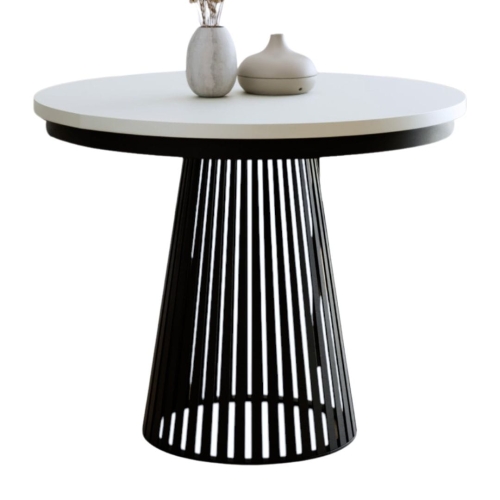 Biały stół do jadalni 100-180 cm z lamelami DAST