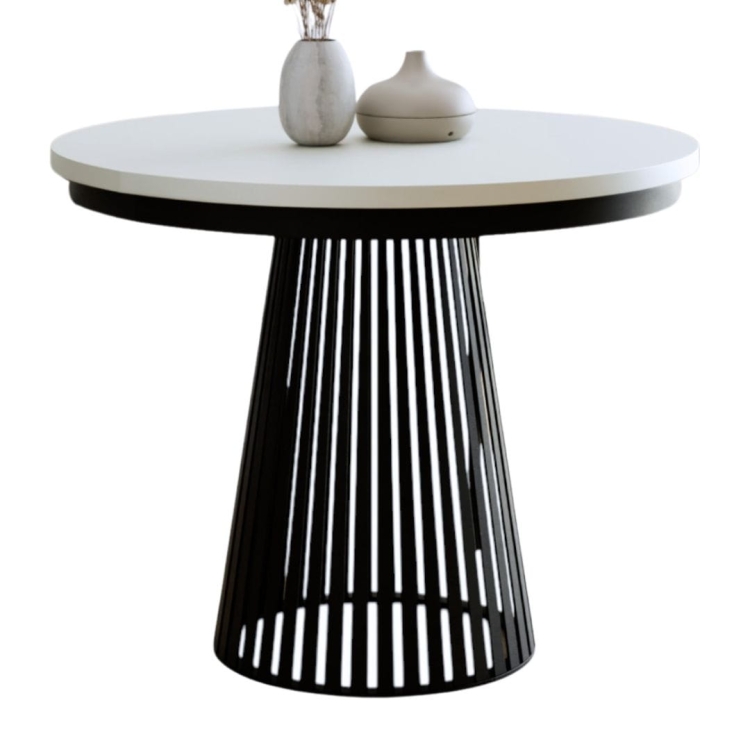 Biały stół do jadalni 100-180 cm z lamelami DAST