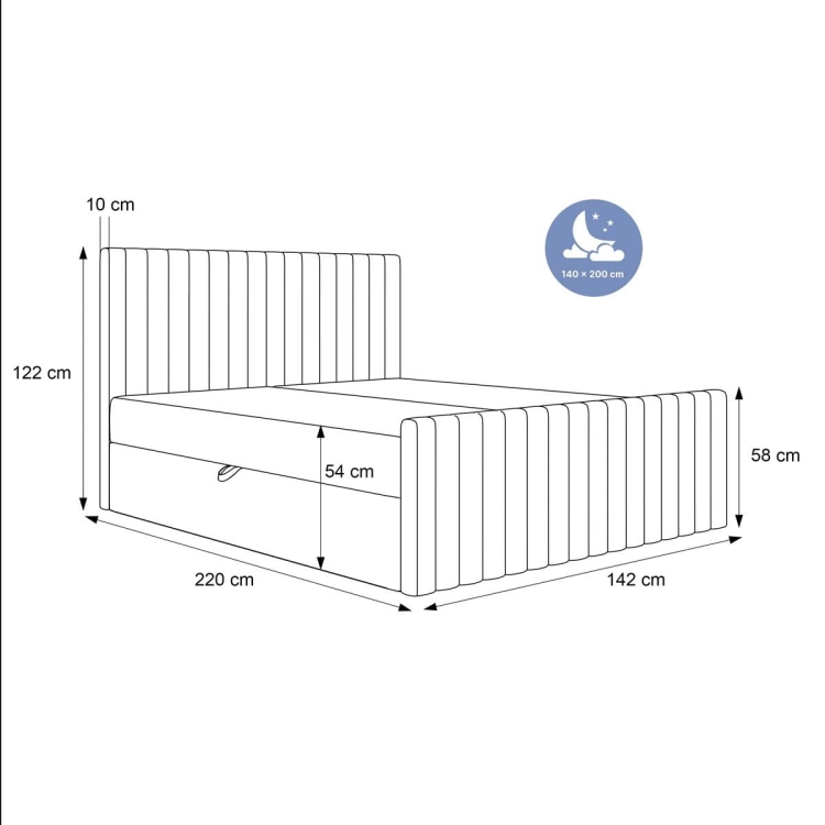 Łóżko kontynentalne do sypialni z modnymi przeszyciami FLORE