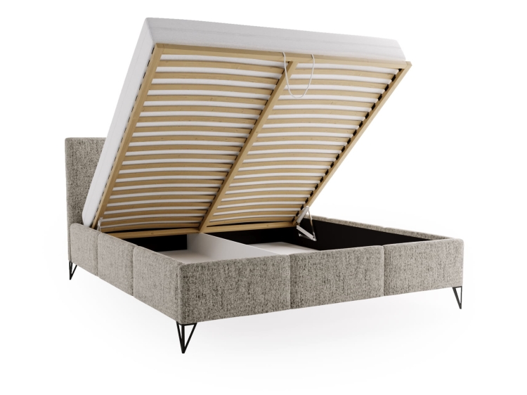 Łóżko w stylu retro 140x200 do sypialni ciemnoszare NEVS
