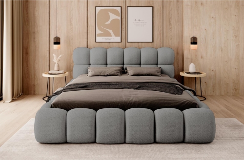 Zaokrąglone łóżko chmurka grafitowe BUBBLE II