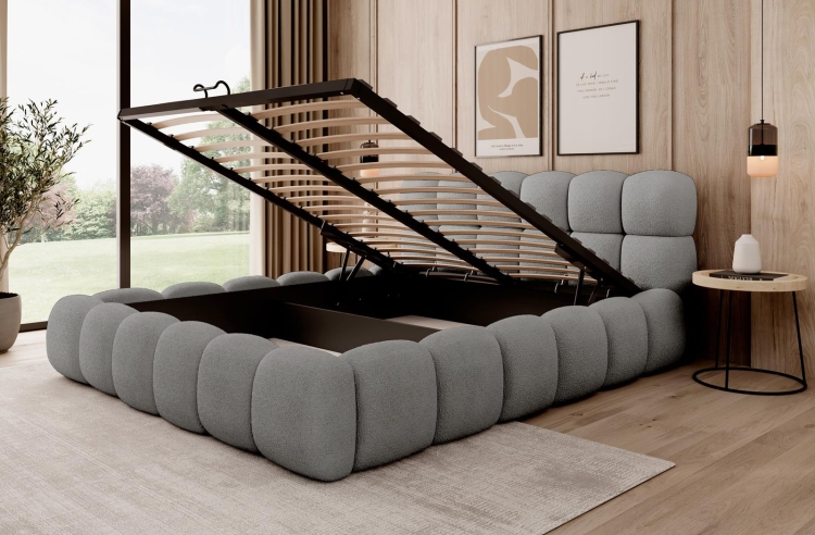 Zaokrąglone łóżko chmurka grafitowe BUBBLE II