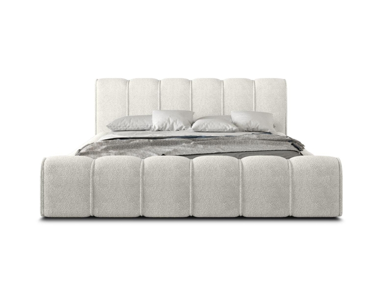 Łóżko sypialniane białe boucle do modnej sypialni ARUBS