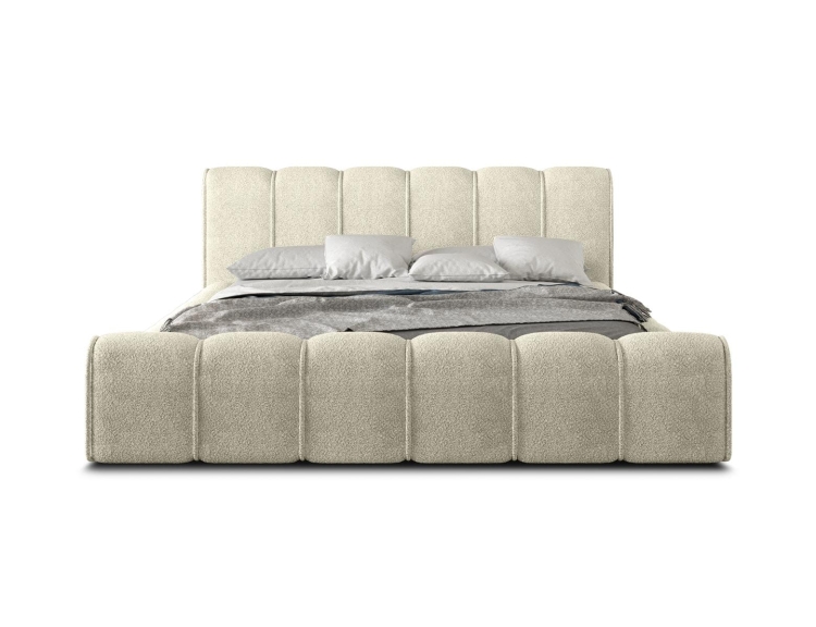 Eleganckie łóżko do nowoczesnej sypialni ARUBS BEŻ BOUCLE