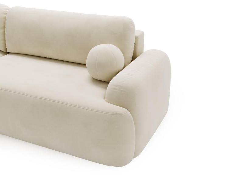 Kremowy narożnik z funkcją spania obłe kształty OLIO