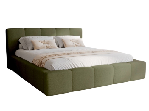 Łóżko oliwkowe do sypialni z pojemnikiem NOVS
