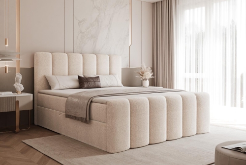 Designerskie łóżko kontynentalne BUBBL BEŻ JASNY