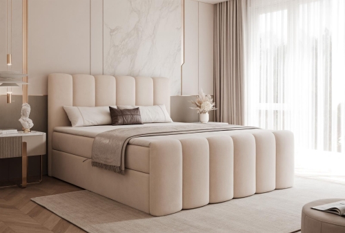 Łóżko nowoczesne BUBBL z materacem BONELL BEŻ