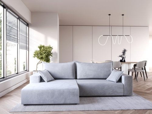 Nowoczesny narożnik szary z funkcją spania NATS