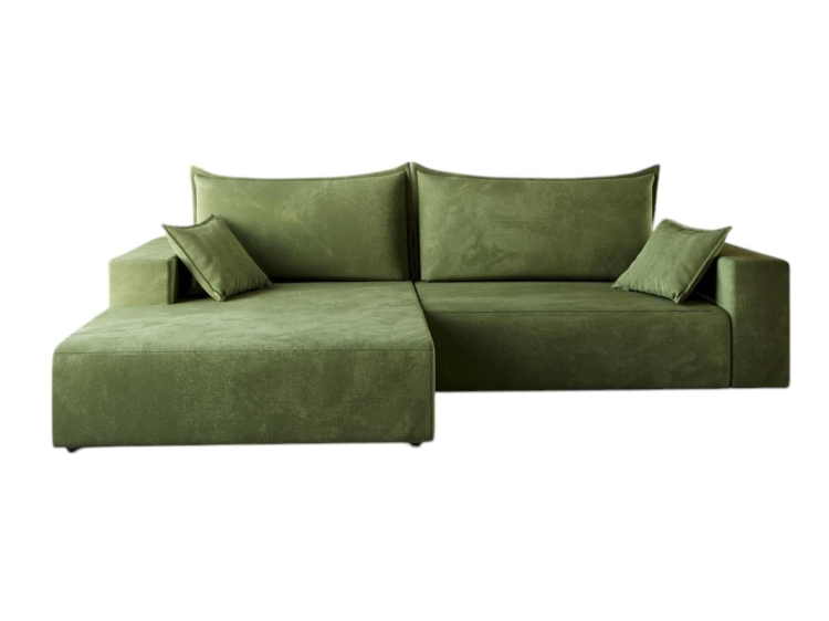 Elegancki narożnik oliwkowy z pojemnikiem STAR