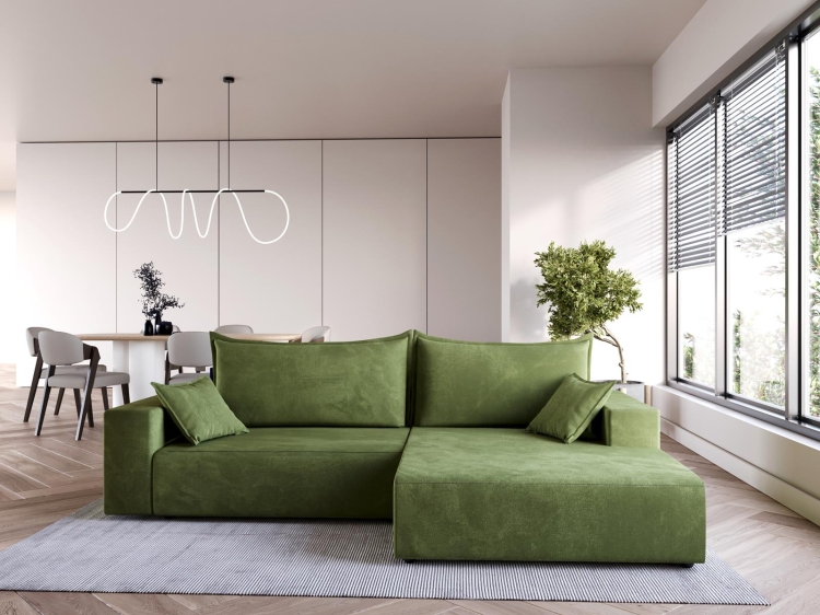 Stylowy oliwkowy narożnik z funkcją spania NATS