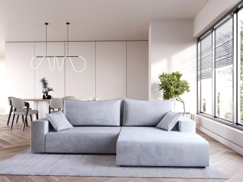 Szary narożnik tapicerowany welur NATS