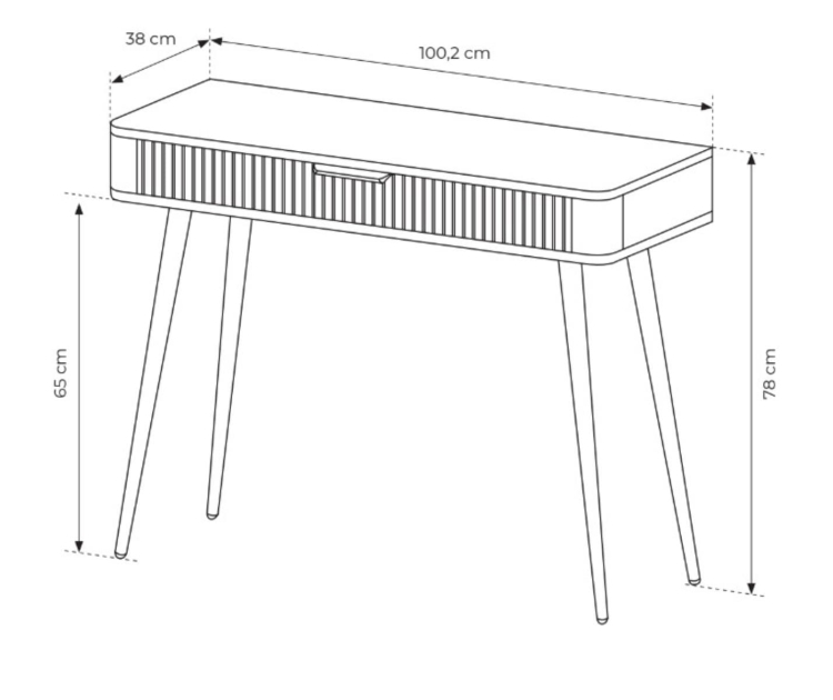 Czarna toaletka z szufladą do sypialni lamele BELLO