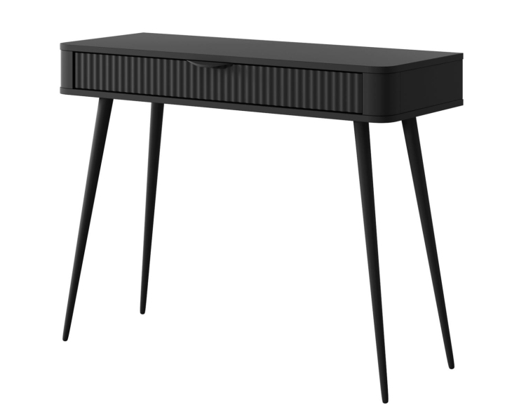 Czarna toaletka z szufladą do sypialni lamele BELLO