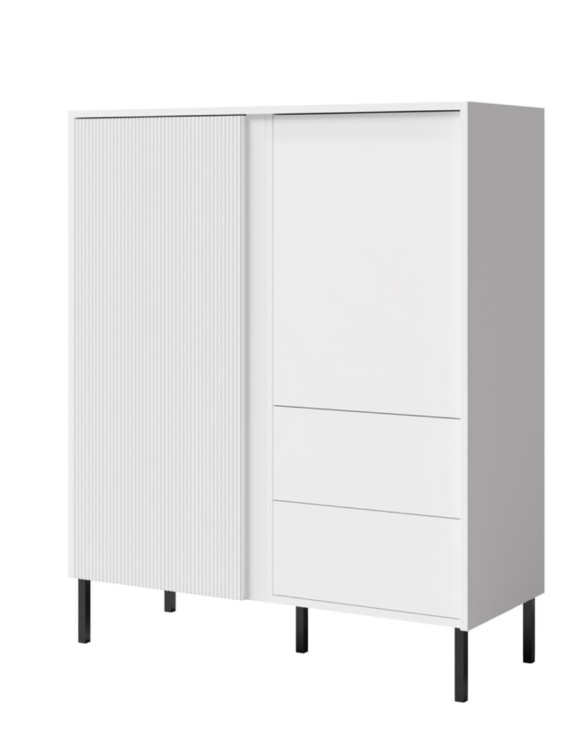 Biała wysoka komoda na wysokich nogach MOES