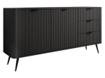 Czarna komoda ryflowana do sypialni BELLO WYSOKIE NOGI
