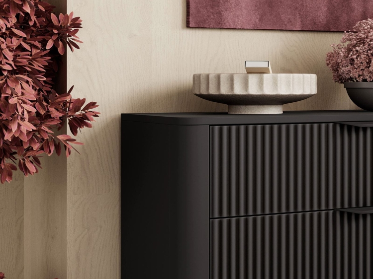 zarna komoda ryflowana do sypialni BELLO WYSOKIE NOG