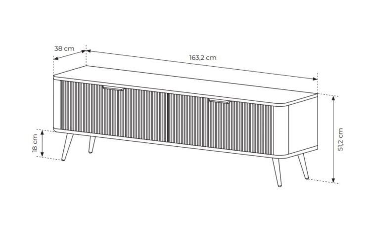 Elegancka szafka RTV do salonu na wysokich nogach BELLO