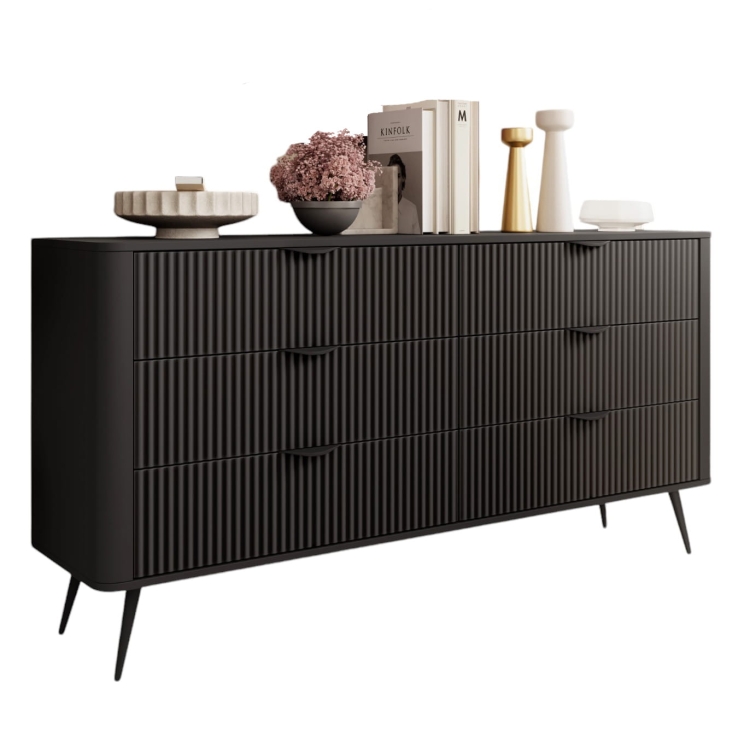 Pojemna zaokrąglona komoda z szufladami BELLO CZARNA