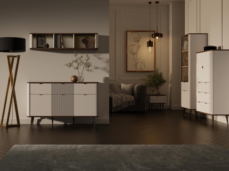 Modna jadalnia z ryflowaną kolekcją