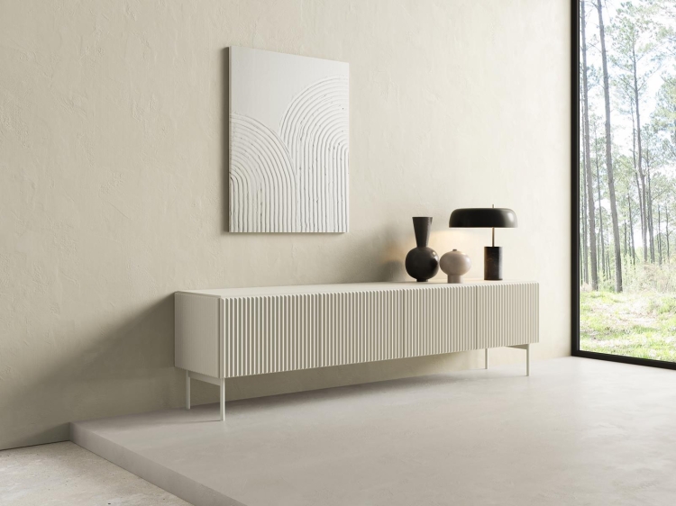 szafka rtv z ryflowanym frontem