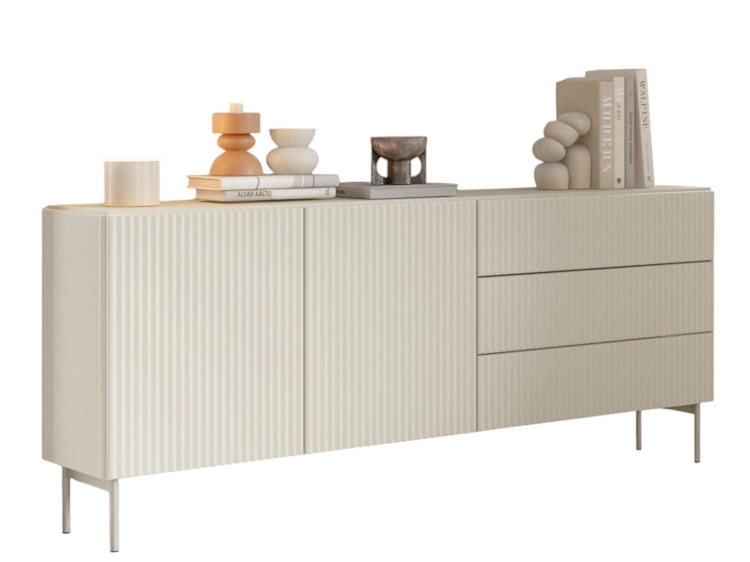 Modna ryflowana komoda do sypialni kaszmirowa FERO