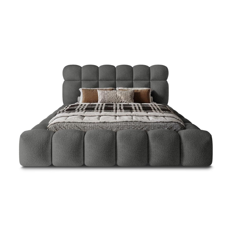 Grafitowe łóżko małżeńskie bąbelkowe SANTIS