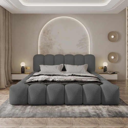 Modne łóżko chmurka do sypialni grafitowe HERME