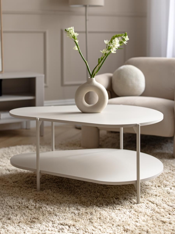 Kaszmirowy stolik kawowy z półką DAST