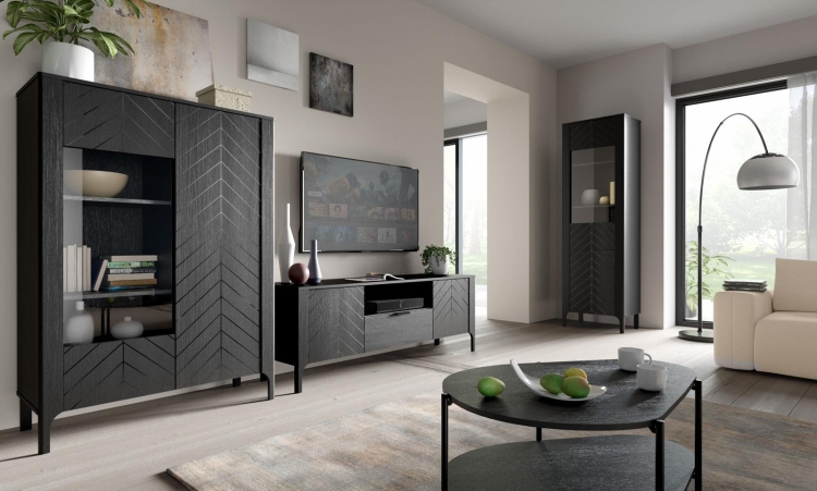 Czarny stolik kawowy z półką do salonu DAST