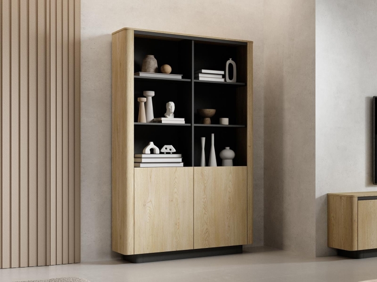 Designerski wysoki regał do biura COLLECT DĄB CZARNY