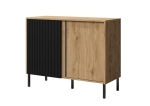 Designerska mała komoda z ryflowanymi frontami MOES DĄB/CZARNY 