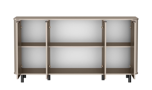 Modna biała komoda na nóżkach z lamelami MODENO