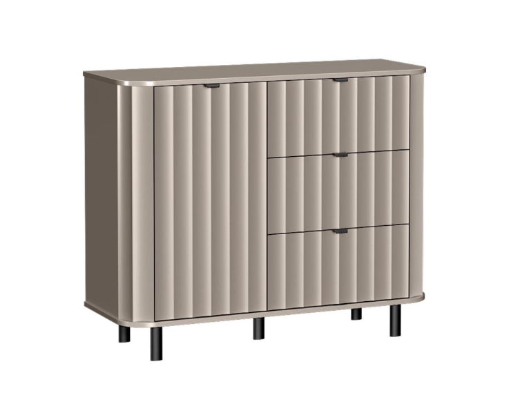 Komoda nowoczesna beżowa z ryflowanymi frontami MODENO