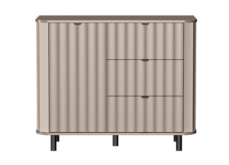 Komoda nowoczesna beżowa z ryflowanymi frontami MODENO