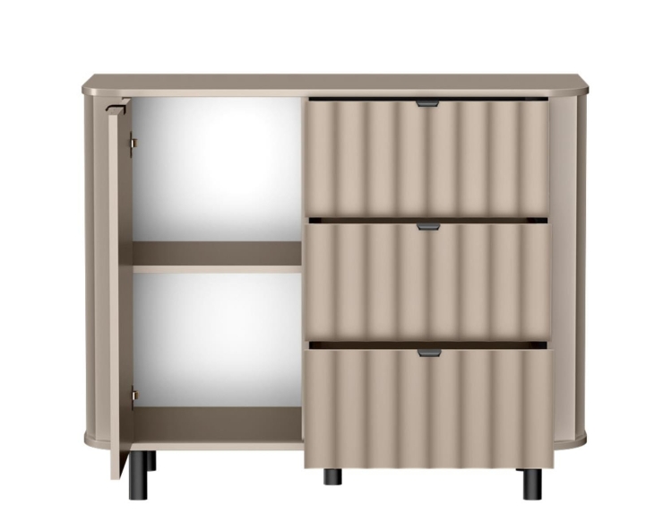 Komoda nowoczesna beżowa z ryflowanymi frontami MODENO