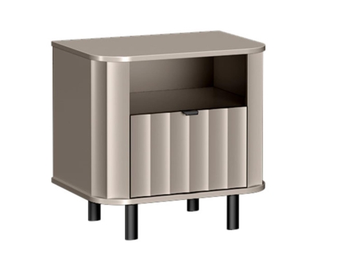 Beżowa elegancka szafka nocna na czarnych nogach MODENO