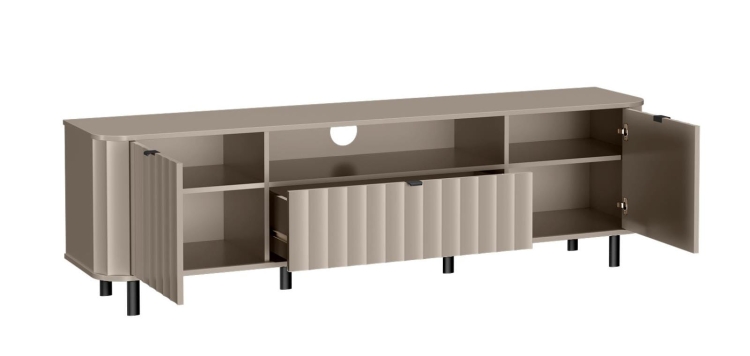 Szafka RTV nowoczesna beżowa z ryflowanymi frontami MODENO