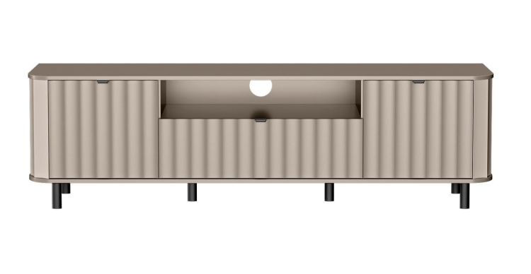 Szafka RTV nowoczesna beżowa z ryflowanymi frontami MODENO