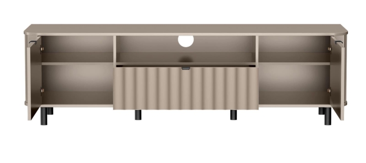 Szafka RTV nowoczesna beżowa z ryflowanymi frontami MODENO