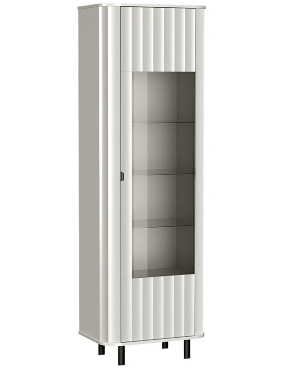 Biała witryna do jadalni MODENO ryflowany front