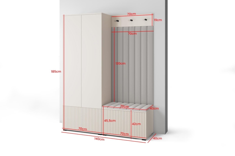 Elegancka garderoba z lustrem kaszmirowa PUENTE